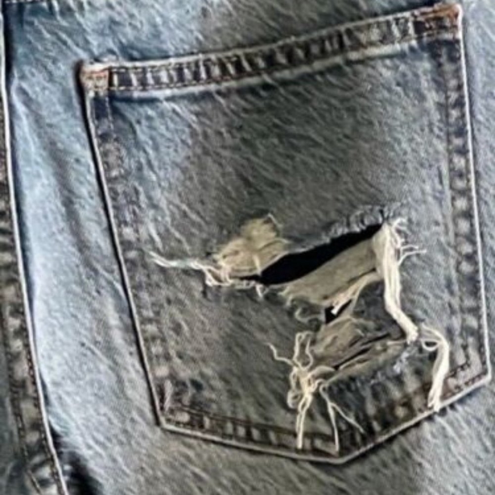 Free People We The Free Distressed Denim Patch Contrast Frayed Flare Jean NEW 26